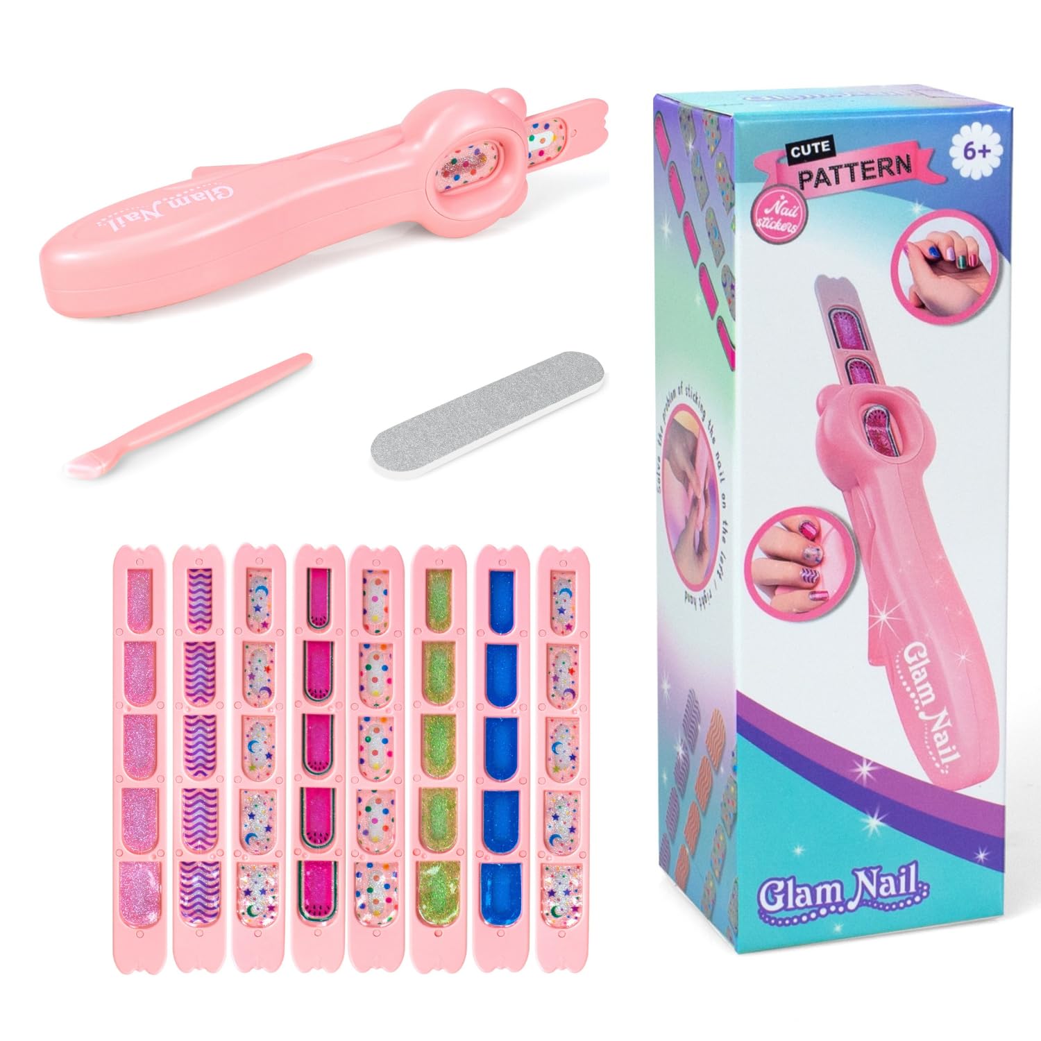 Set De Manicura Infantil DeAO Con Secador Y Más De 20 Accesorios Uñas Postizas Pegatinas Y Esmaltes Para Niñas De 6 A 10 Años