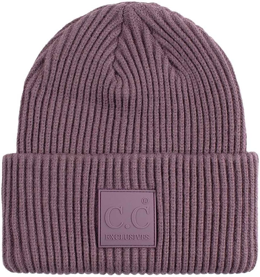 C.C Unisex Winter Thick Knit Plain Cuff Skull Cap Beanie Hat