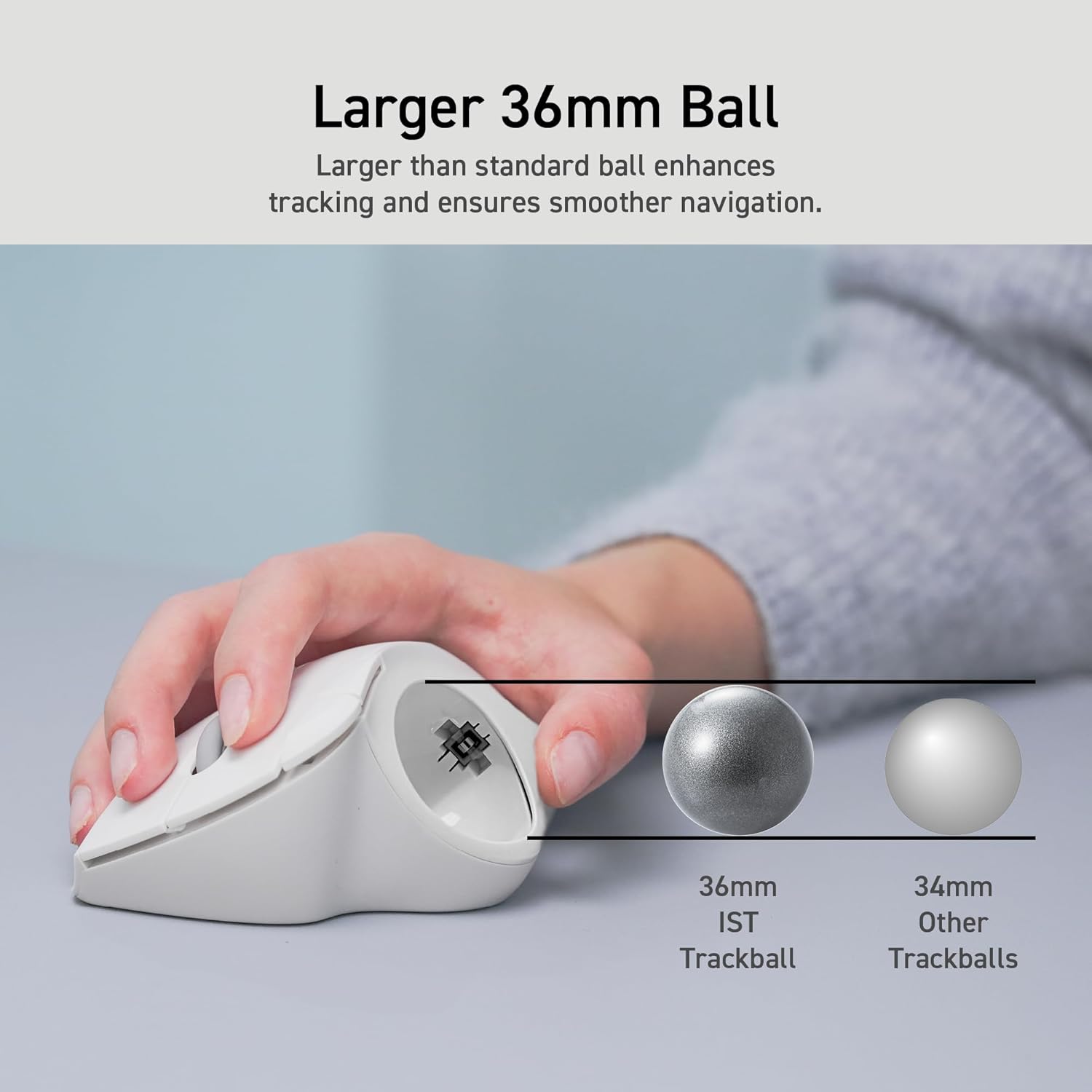 ELECOM Ergonomic Comfort Design Trackball IST Wireless 2.4GHz Connect, Super-Smooth Tracking with Roller Ball Bearing, 36mm Ball, Thumb Control, Compatible for Windows, PC, and Mac Black (M-IT11DRBK) - Image 7