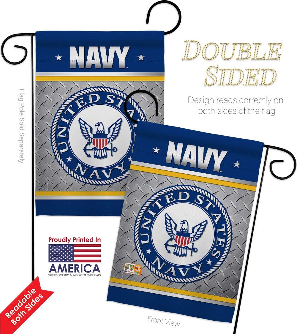 US Navy Garden Flag Set Wall Holder Armed Forces USN Seabee United State American Military Veteran Retire Official Small Decorative Gift Yard House Banner Double-Sided Made In USA 13 X 18.5