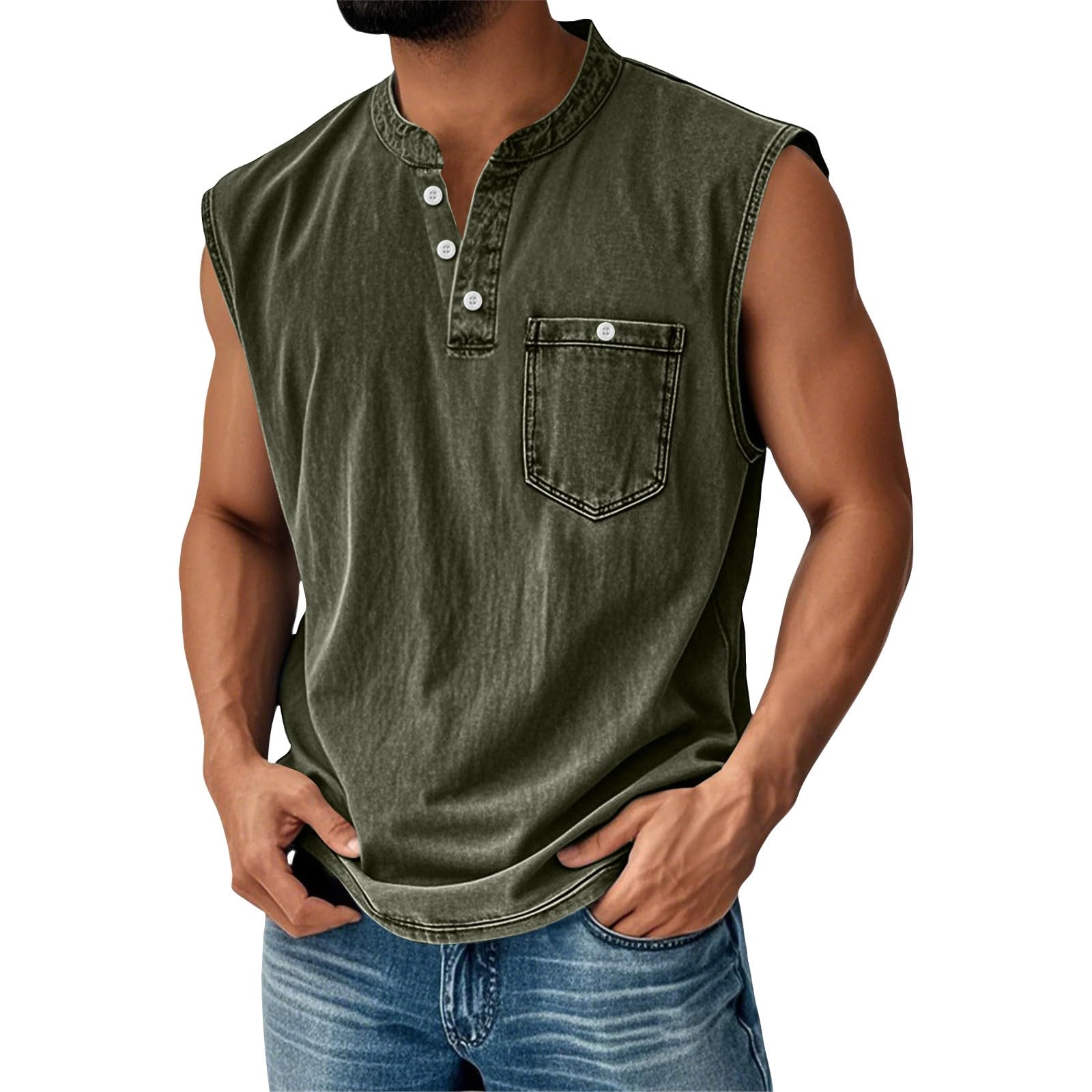 MOKBAY Camiseta Tirantes Hombre Básica Slim Fit Vintage Gimnasio Camiseta Sin Mangas para Hombre Originales Trabajo Casual Fashion Transpirable Tank Top