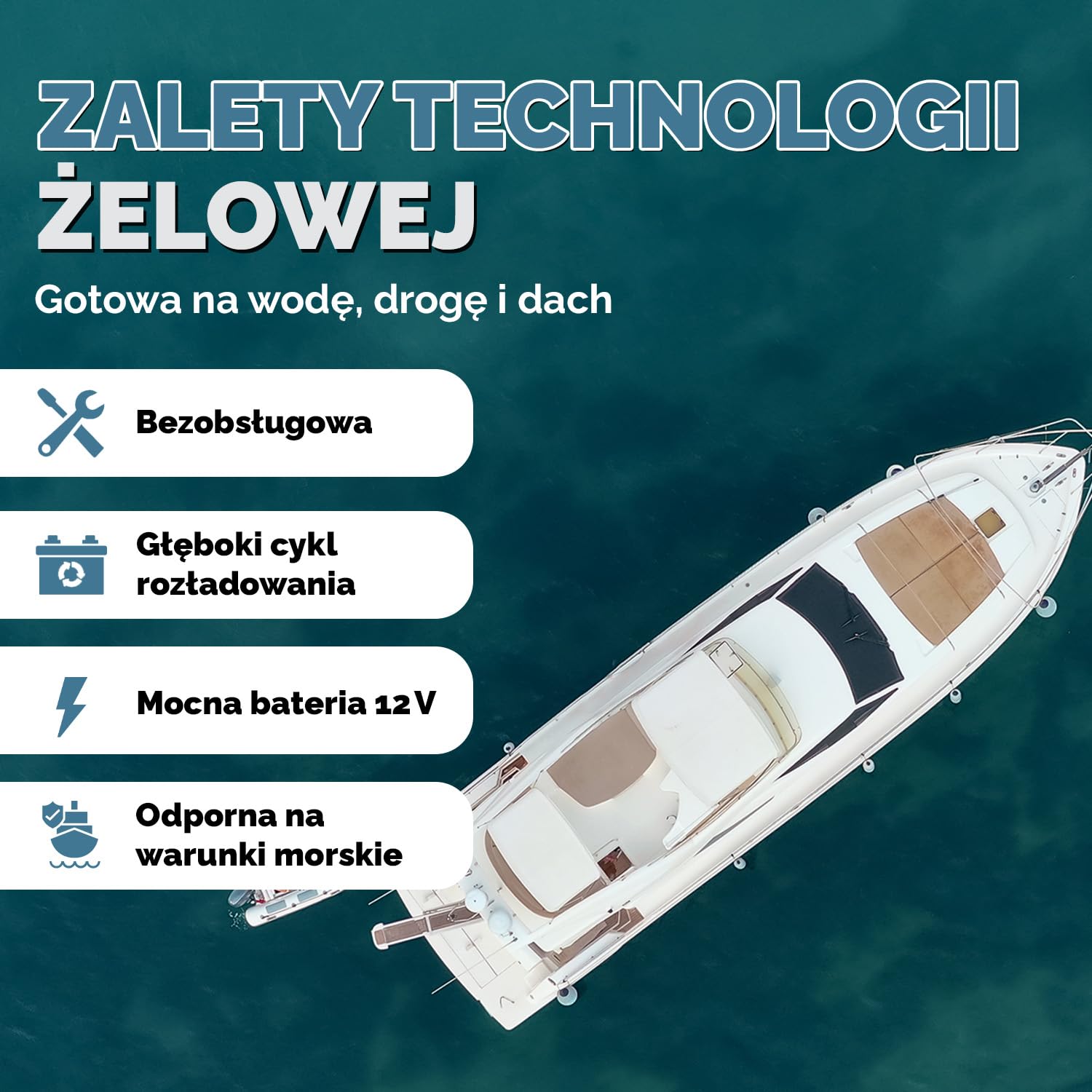 Electronicx GEL Akumulator Zasilający 12V 110Ah / 110 Ah Marine Edition – Technologia GEL, 315x175x190 mm, Biegun dodatni po prawej stronie, Deep Cycle – do łodzi, instalacji solarnych,vanów