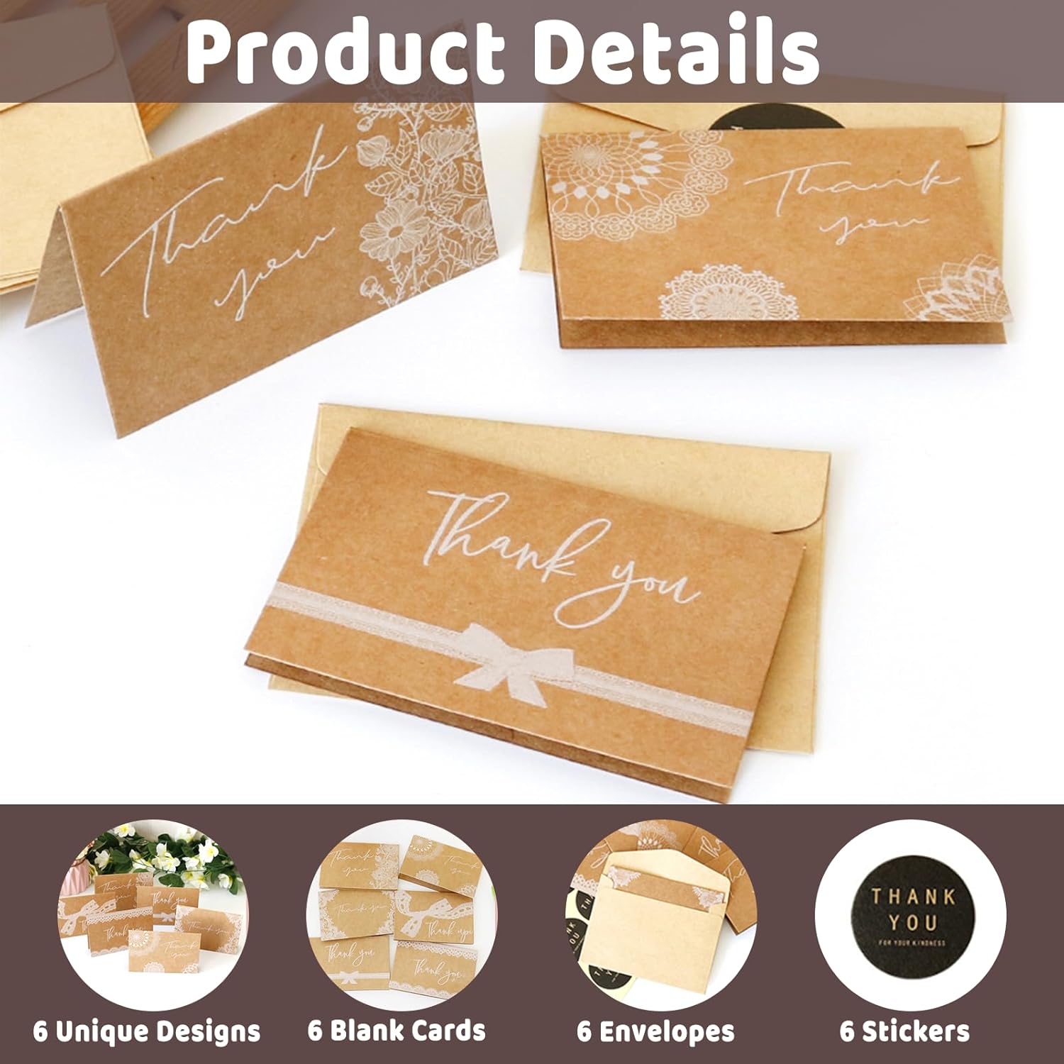 Thank You Cards with Envelopes,Teacher Appreciation Cards,Thank You Notes with Envelopes Set - Image 6