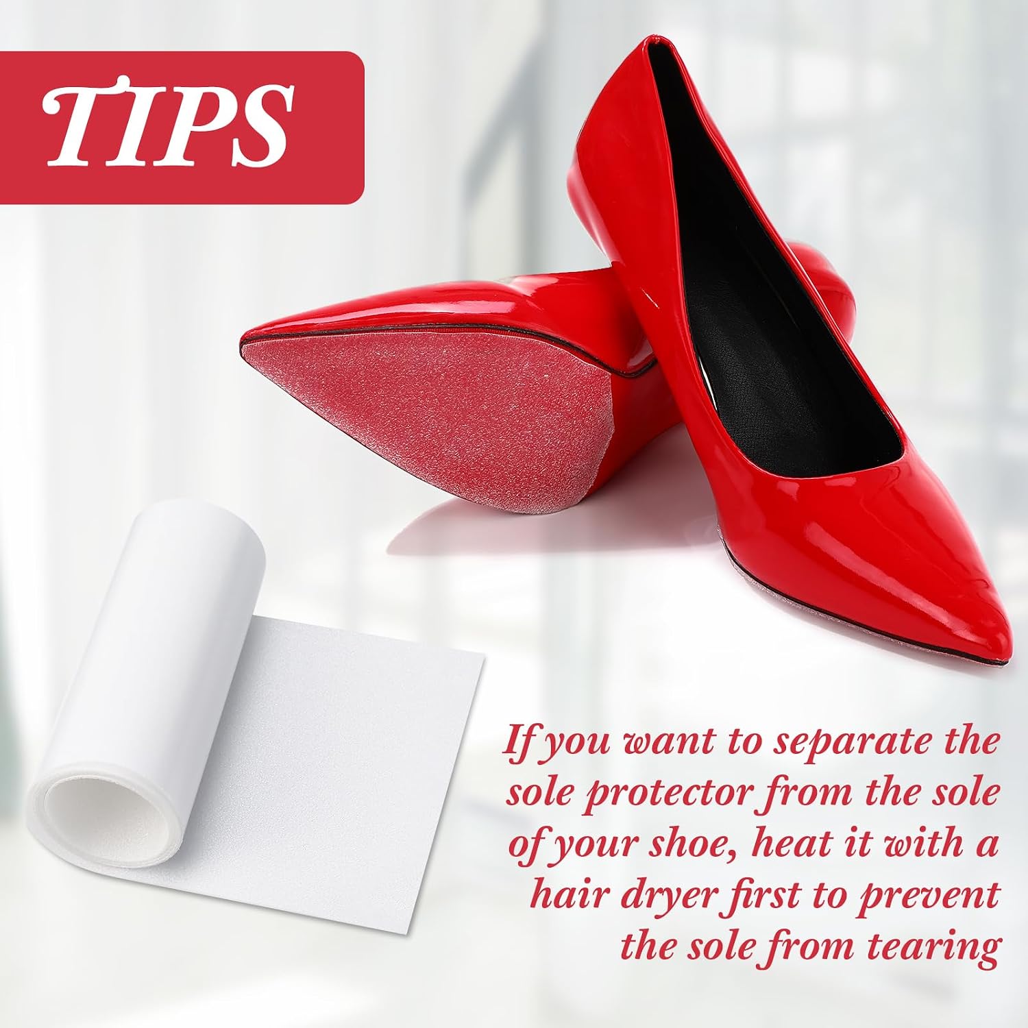 AmazingSpark 2 Pack 5 x 39 inches Sole Protector, Clear Sole Protector for High Heels, Anti Slip Transparent Bottom Guard Stickers for Bottom Heels Sneakers