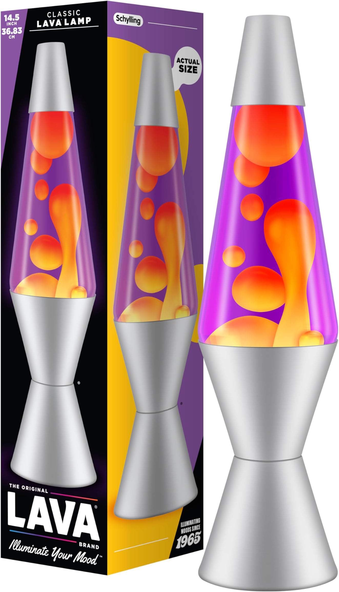 Lava Lamp Classic Lava Lamp, 14.5-inch, Purple/Yellow
