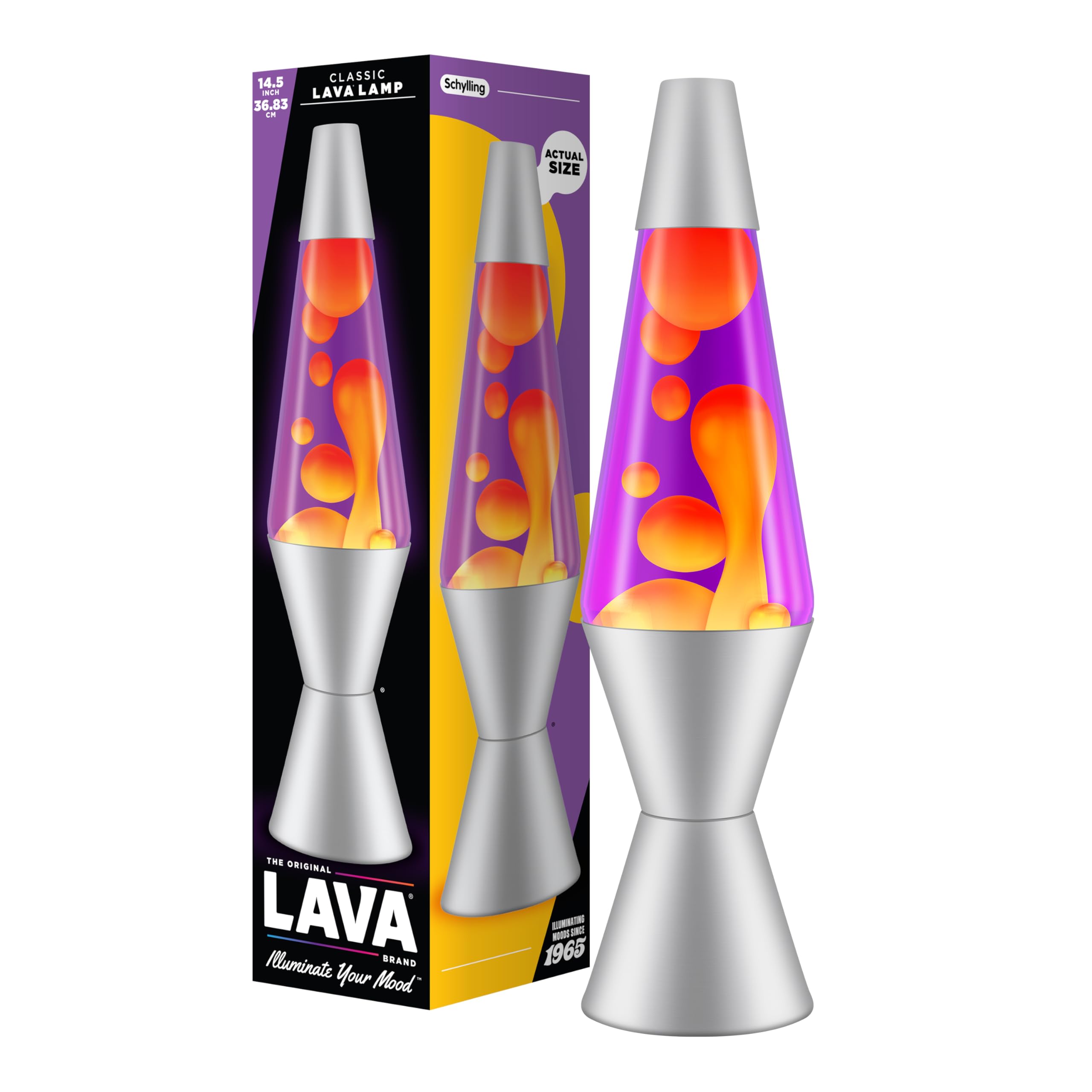 Lava Lamp Classic Lava Lamp, 14.5-inch, Purple/Yellow