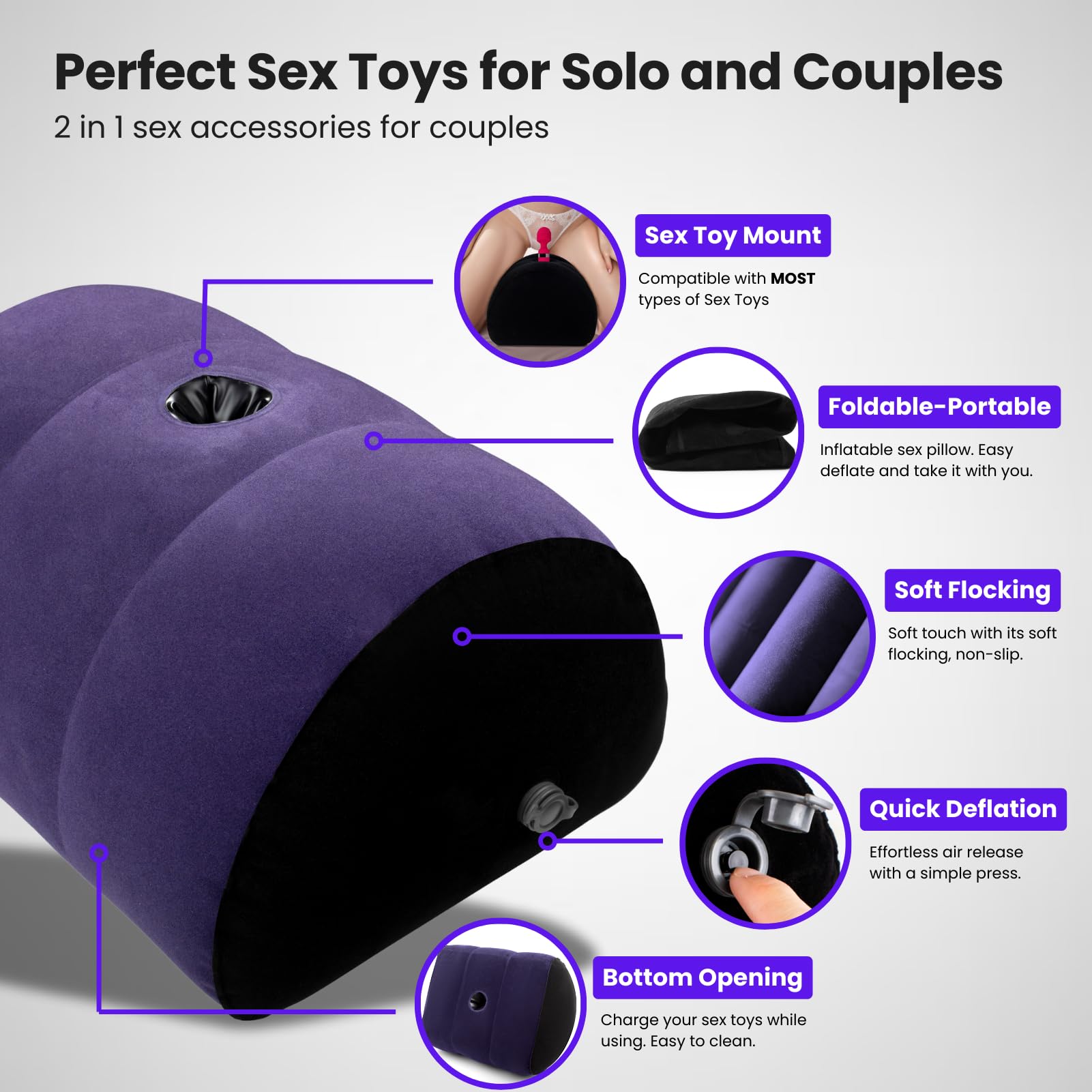 Dildo Mount Inflatable Sex Position Pillow for Adults Sex Furniture Sex Toys for Women Dildo Chair Sex Toy Mount Couples Women: Blue
