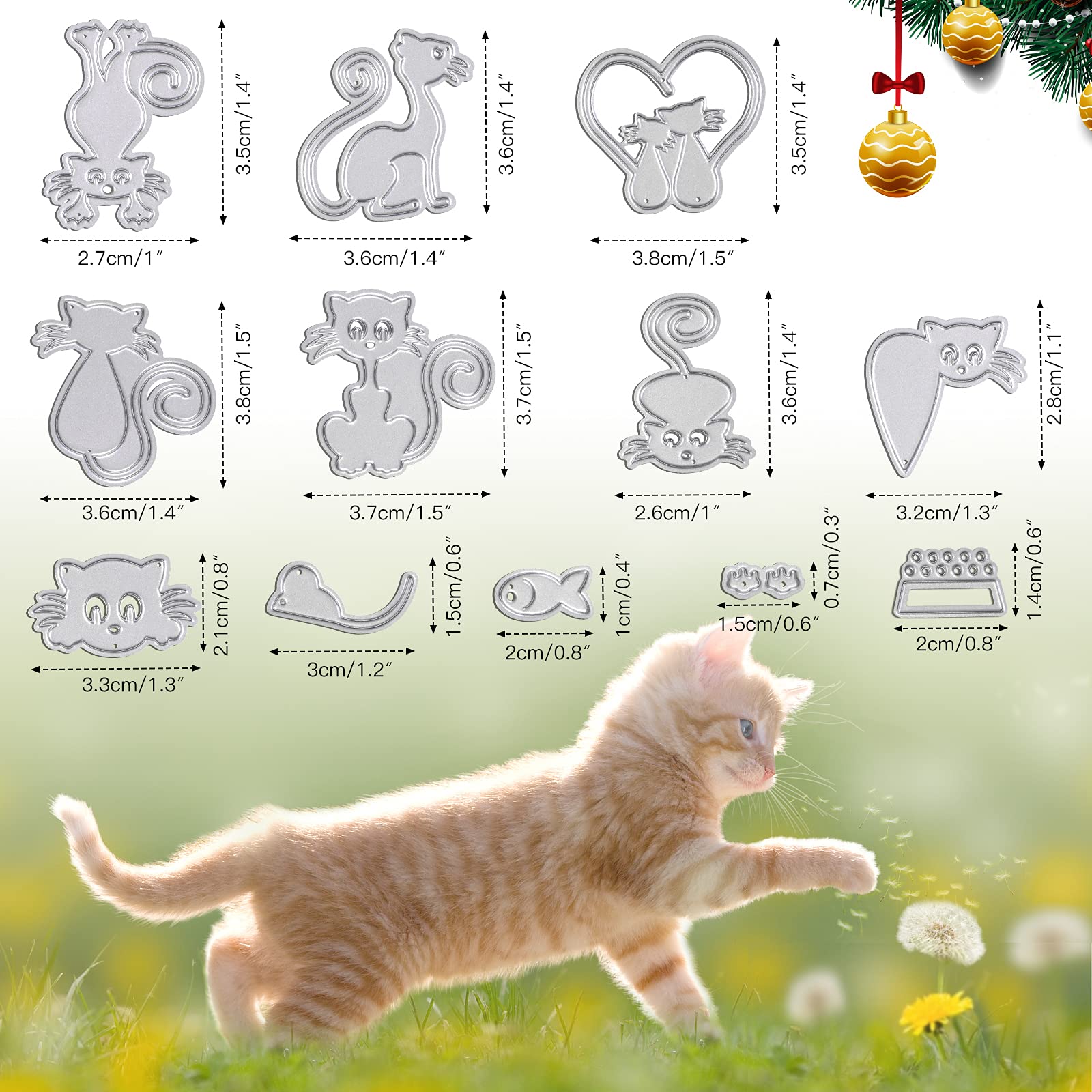 Qoiseys Fustelle in metallo a forma di zampa di gatto, per la creazione di biglietti, stencil per fai da te, album fotografici, album fotografici, goffratura