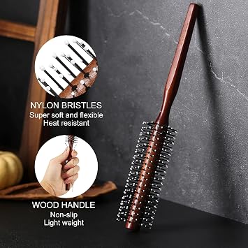 BESTOOL Small Round Brush for Short Hair, Round Hair Brushes for Blow Drying, Men Beard Brush, Professional Styling Brush for Smoothing, Curls, Bangs