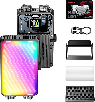 PHOTOOLEX X2077 PRO Panel Light, 80W RGB Video Light, LED Photography Light
