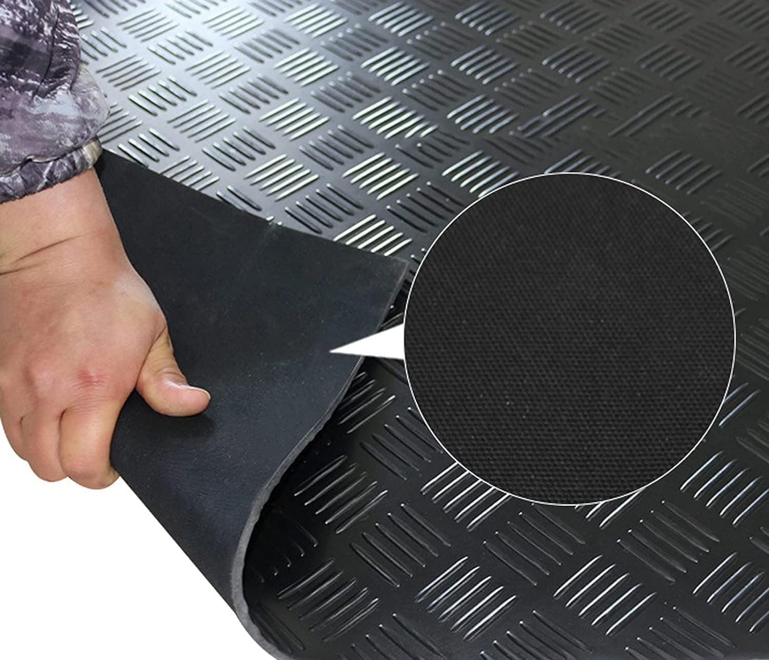 Tapis de sol de garage en caoutchouc damier,5 mx1 m,Rouleau de tapis antidérapant résistant à l'usure,3 mm d'épaisseur,Grand tapis en caoutchouc pour usine, salle de sport, laboratoire, garage