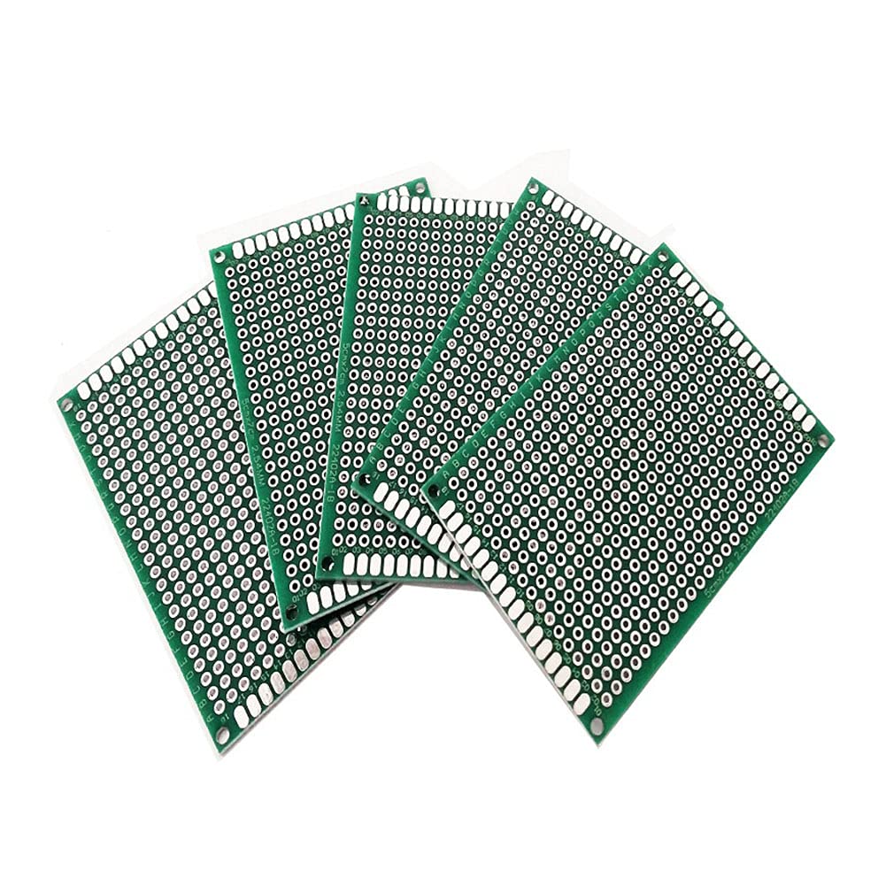 Goonsds Green Double Sided Universal Printed Circuit Board Pcb Prototype Kit,Proto Board For Diy Soldering Breadboard 5Pcs,,5X7cm