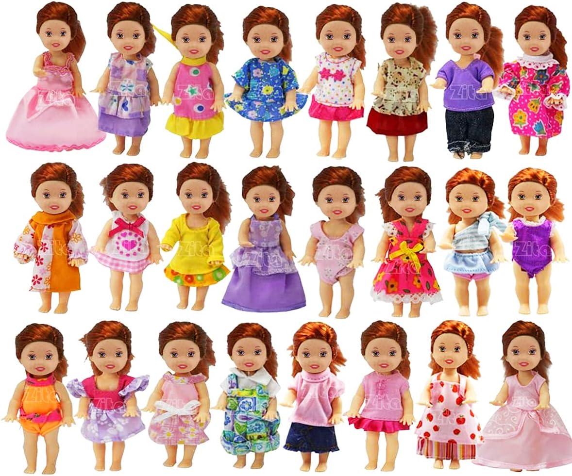 ZITA ELEMENT 6 Sets Fashion 4 Inch Girl Doll Clothes Dress Outfits for 11.5 Inch Girl Doll Sister-4 Inch Dolls Clothes Outfits