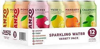 Sanzo Flavored Sparkling Water Variety Pack - Yuzu Lemon, Calamansi Lime, Pomelo Grapefruit, Mango, Lychee, Mandarin Orange - Asian Drinks Carbonated Flavored Water, Fizzy Seltzer - 12oz, 12 Pack