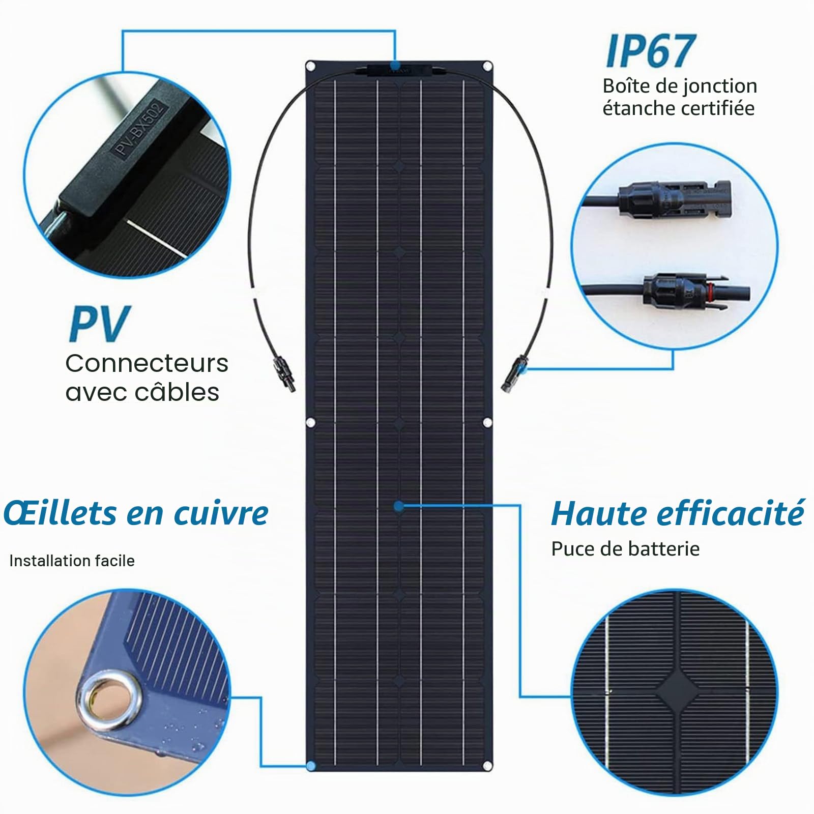 Kit Panneau Solaire 400W 12V Panneau Solaire Souple,Chargeur de Batterie Solaire avec contrôleur,pour Camping-Cars, Caravanes, Bateaux, Toits