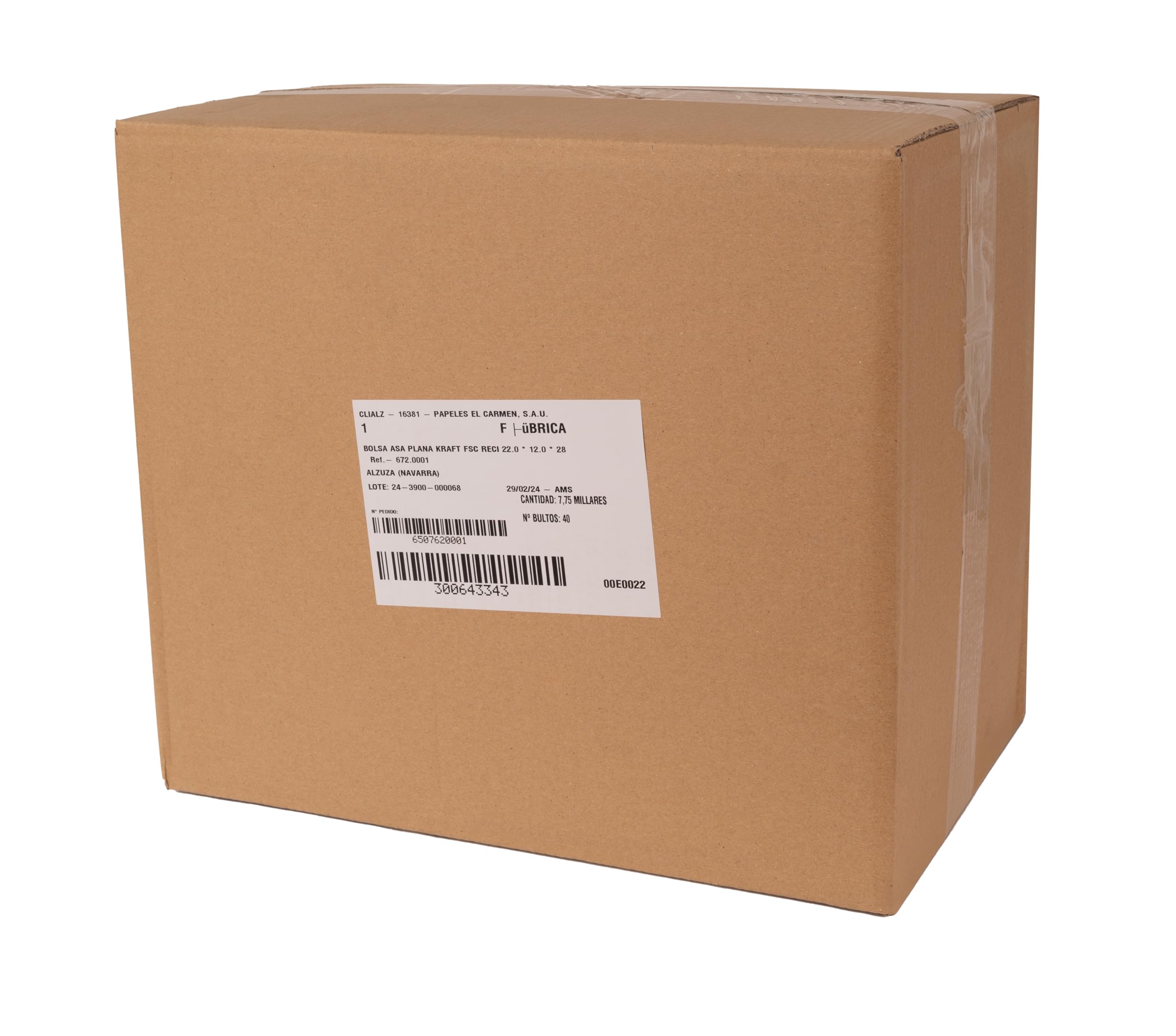 Lot de 250 Sacs en Papier 100% recyclables - Sacs résistants idéaux pour Les commerces - Poignée Plate - Lot de 22 + 12 (Soufflets) x 28 cm - Engagés pour l'environnement, Marron, Sacs en