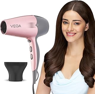 Vega Go Pro 2100W Professional Hair Dryer with Detachable Nozzle, 2 Speed & 3 Temperature Settings with Cool Shot Button for Salon-like Blow Dry, Hair dryer for Men & Women (VHDH-25)