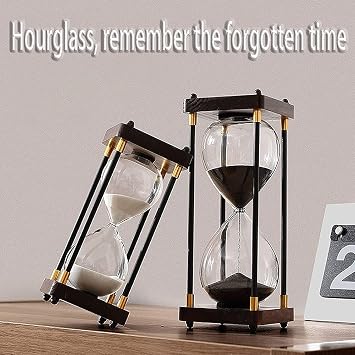 Hourglass Timer,Timer,Large 60 Minutes Hourglass, Hourglass Sand Timer Ornament, Black Wooden Frame Sand Timer Clock Vintage One Hour Glass Sandglass for Living Room Coffee Table(Blue,8.5 x 19 cm)