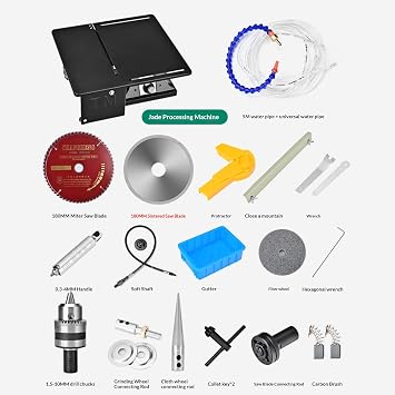 Mini Table Saw & Rock Lapidary Polisher Machine - 1850W 220V, 800-12000r/min Adjustable Speed, 5cm Cutting Depth, with Flexible Shaft Cooling Pipe, for Jewelry Rock Cutting Jade Polishing