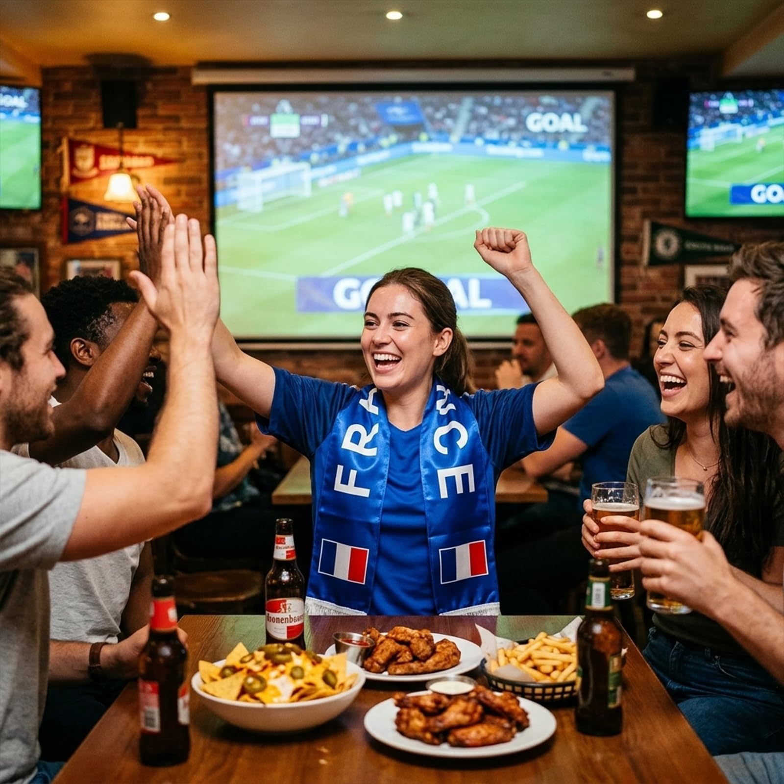 YESAH Écharpe de Supporter France Coupe du Monde 2026, Polyester Recto Verso Drapeau
