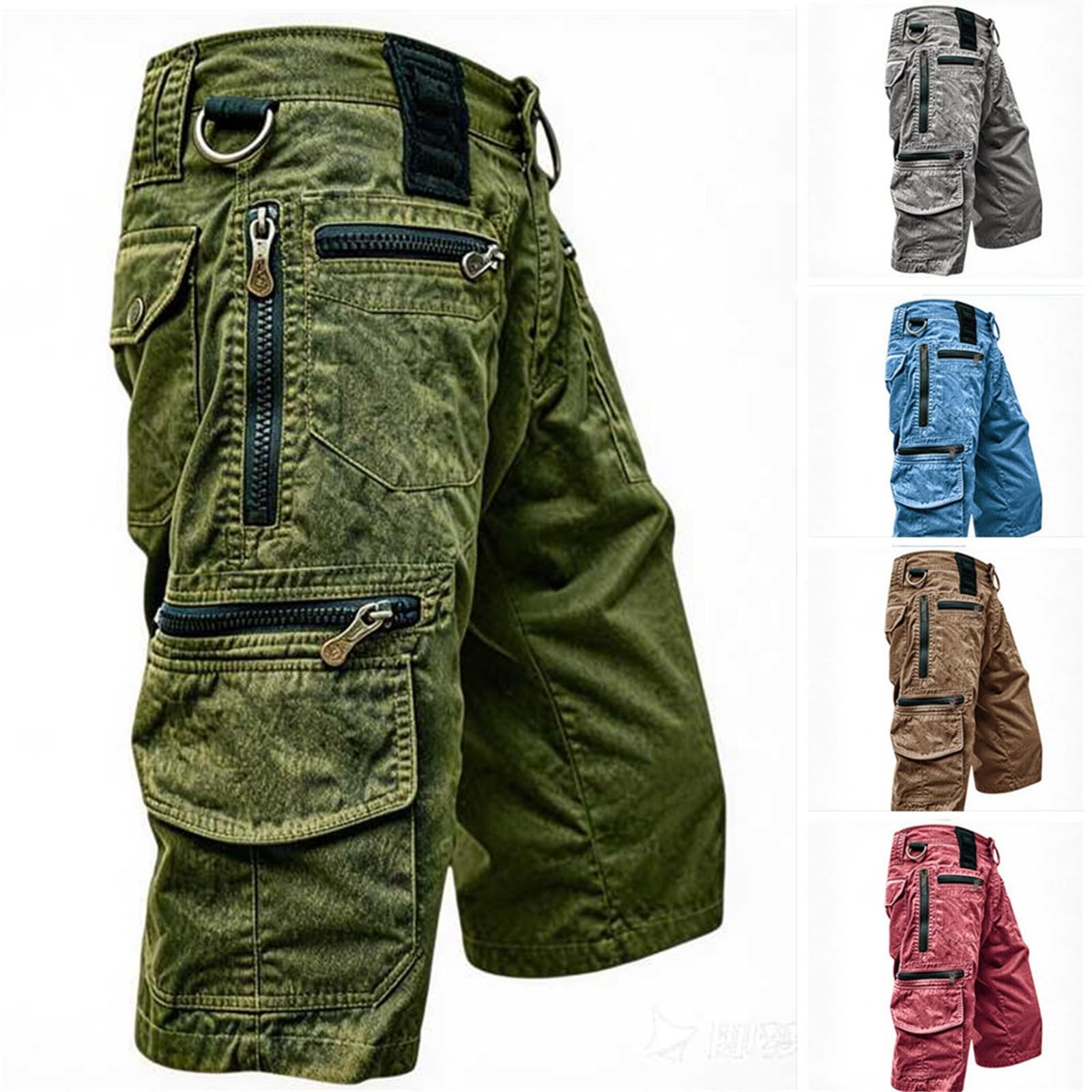 Pantaloncini cargo da uomo, stile retrò, con molte tasche, per sport