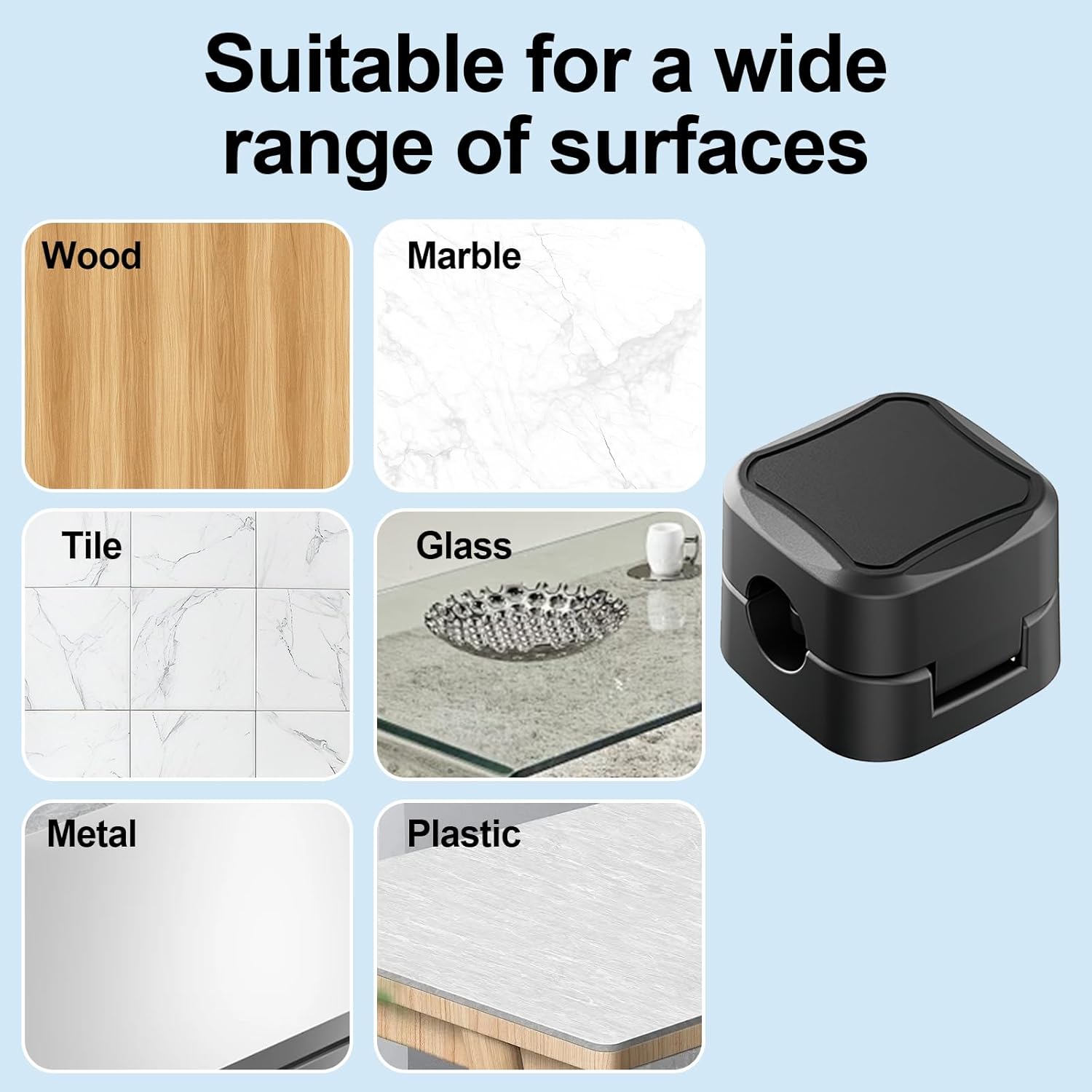 12 Pack Magnetic Cable Clips, Desk Cable Management Clips, Cord Organizer for Home Office Desk Phone Car Wall Desktop Nightstand -Black