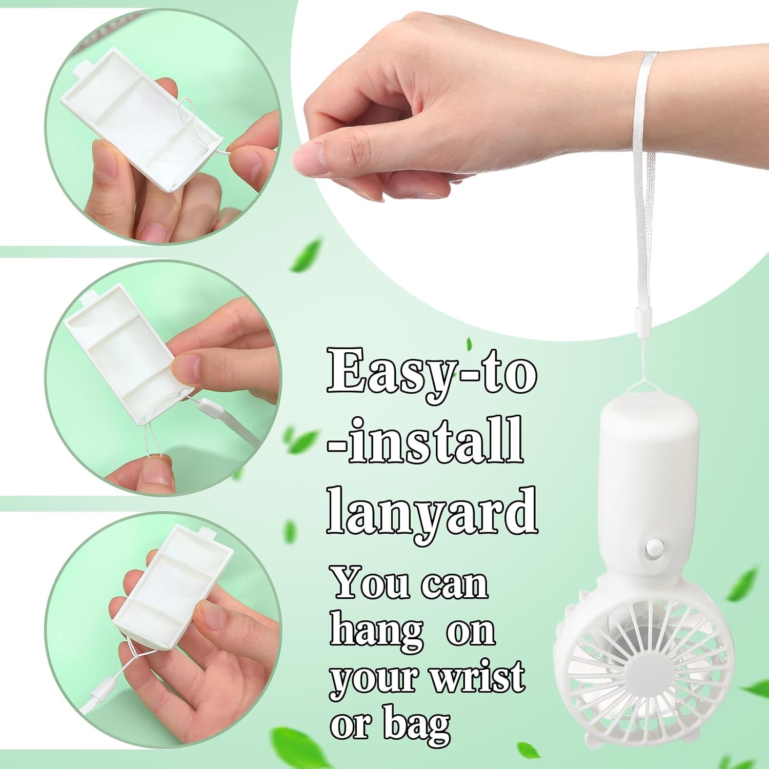 36 Pcs Mini Portable Fans Bulk Handheld Battery Operated Fan with Lanyard for Makeup Eyelash, Cooling Lightweight Pocket Personal Fans for Wedding Outdoor Use (White)