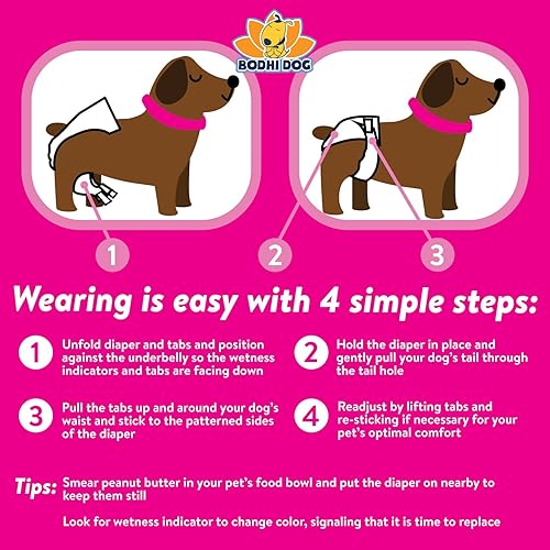 Miniatura 5 de Bodhi Dog Pañales desechables para perras, pañales súper absorbentes para el ciclo de calor de la hembra, ajuste ajustable para entrenamiento de