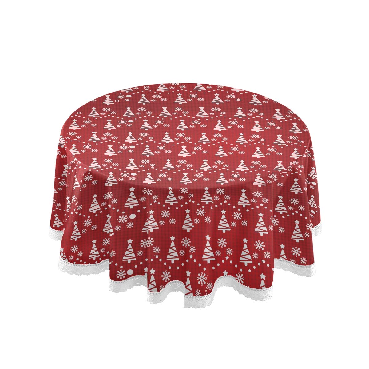 Mnsruu Christmas Tablecloths, Christmas Tree Decorative Table Cloth for Circular Table Cover Dinner Table Parties