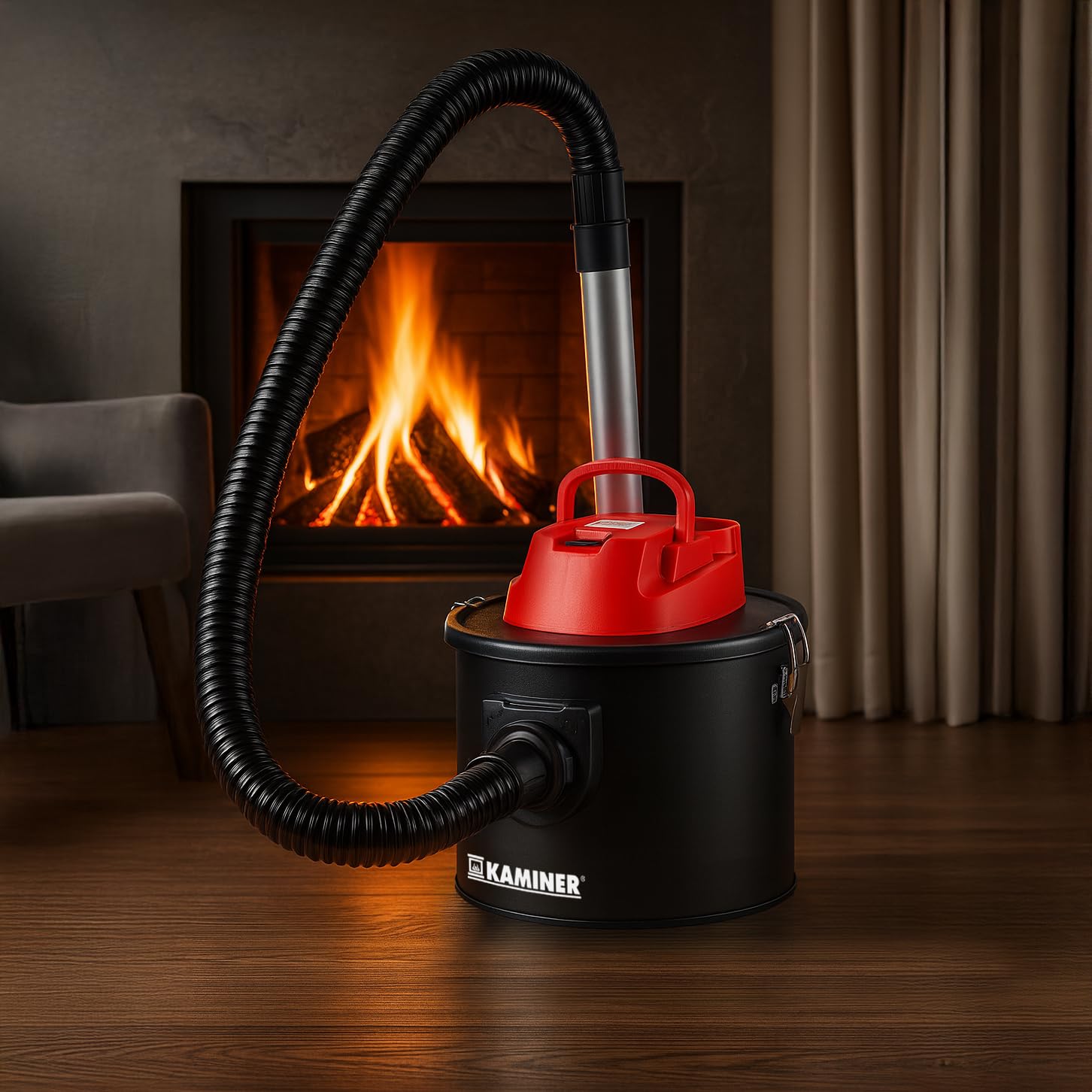Aspirateur à Cendres Industriel 10 L sans Sac – 16 kPa & 30 L/s, cuve INOX, Tuyau renforcé métal, Double Filtration HEPA + préfiltre, 2-en-1 Aspiration/soufflage – pour cheminées, poêles à granulés