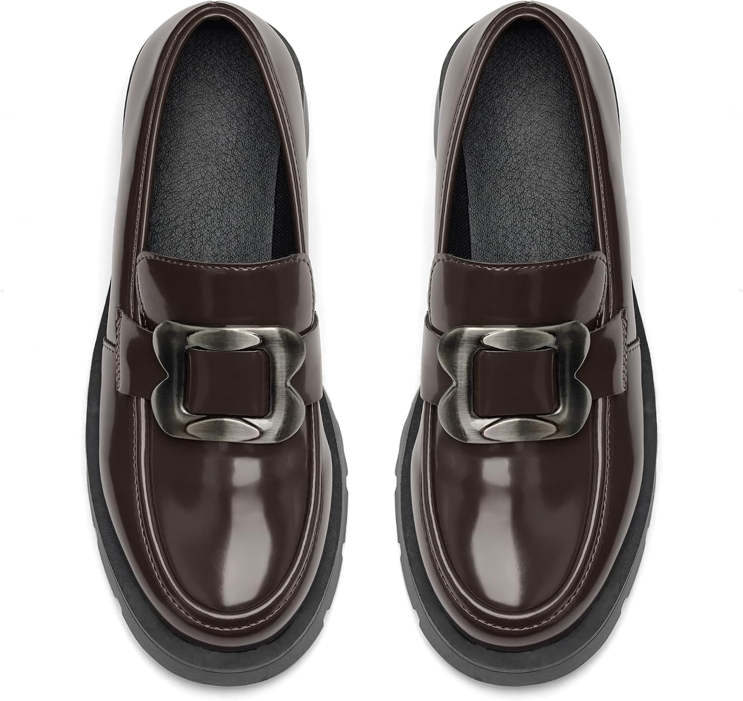 Lightweight Platform Loafers Women's Chunky Heel Work Dress Shoes