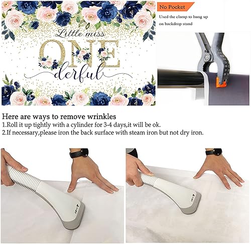 Miniatura 5 de Avezano Miss Onederful - Telón de fondo para fotografía de fiesta de primer cumpleaños, color azul marino, rosa, para fiesta de primer cumpleaños,