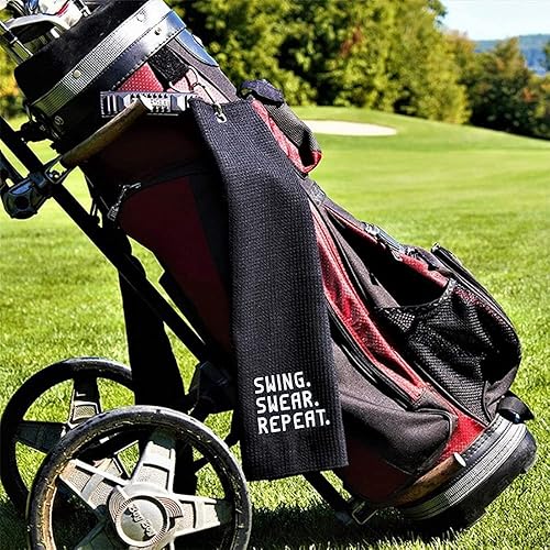 Miniatura 3 de DYJYBMY Swing Swear - Toalla de golf repetida, toallas bordadas para golf con clips, palos de golf para limpiar y accesorios de golf para hombres