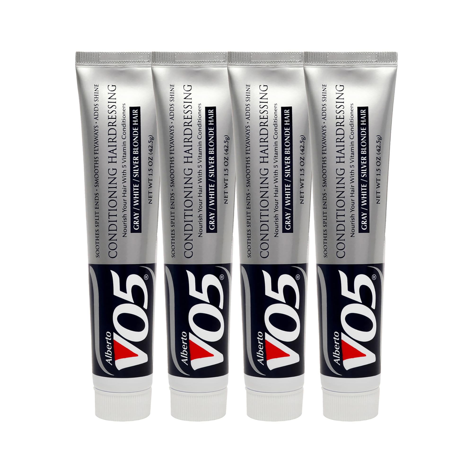 Alberto VO5 Conditioning Hairdressing - Grey White Silver Blonde Hair - Conditioner Smooths Frizz and Enhances Color Vibrancy - 1.5 oz - Pack of 4