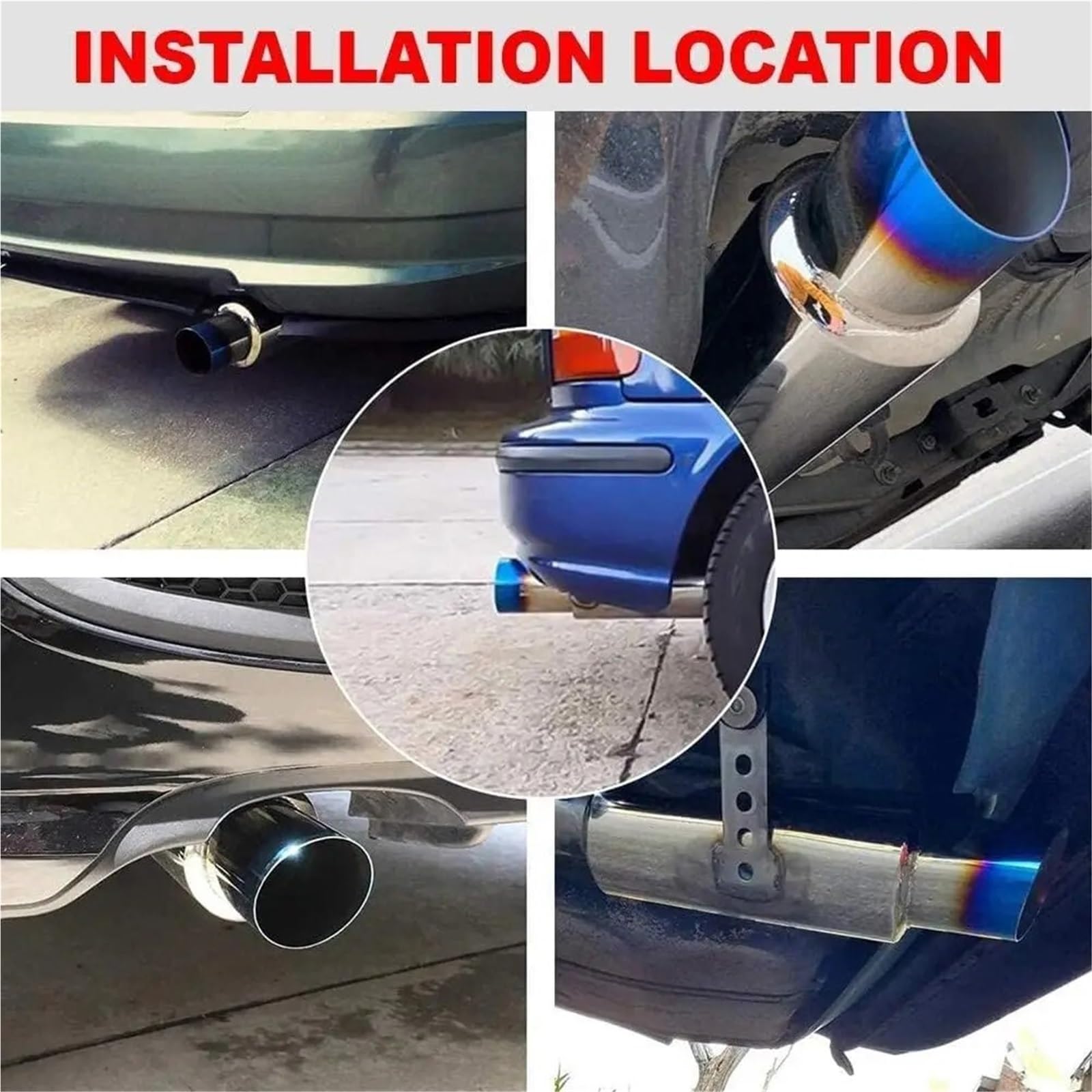 Car Silencer Końcówka tłumika wydechowego ze stali nierdzewnej wlot rury wydechowej 2,5 cala wylot 4 cale spalony tłumik rura wydechowa do uniwersalnego(C)