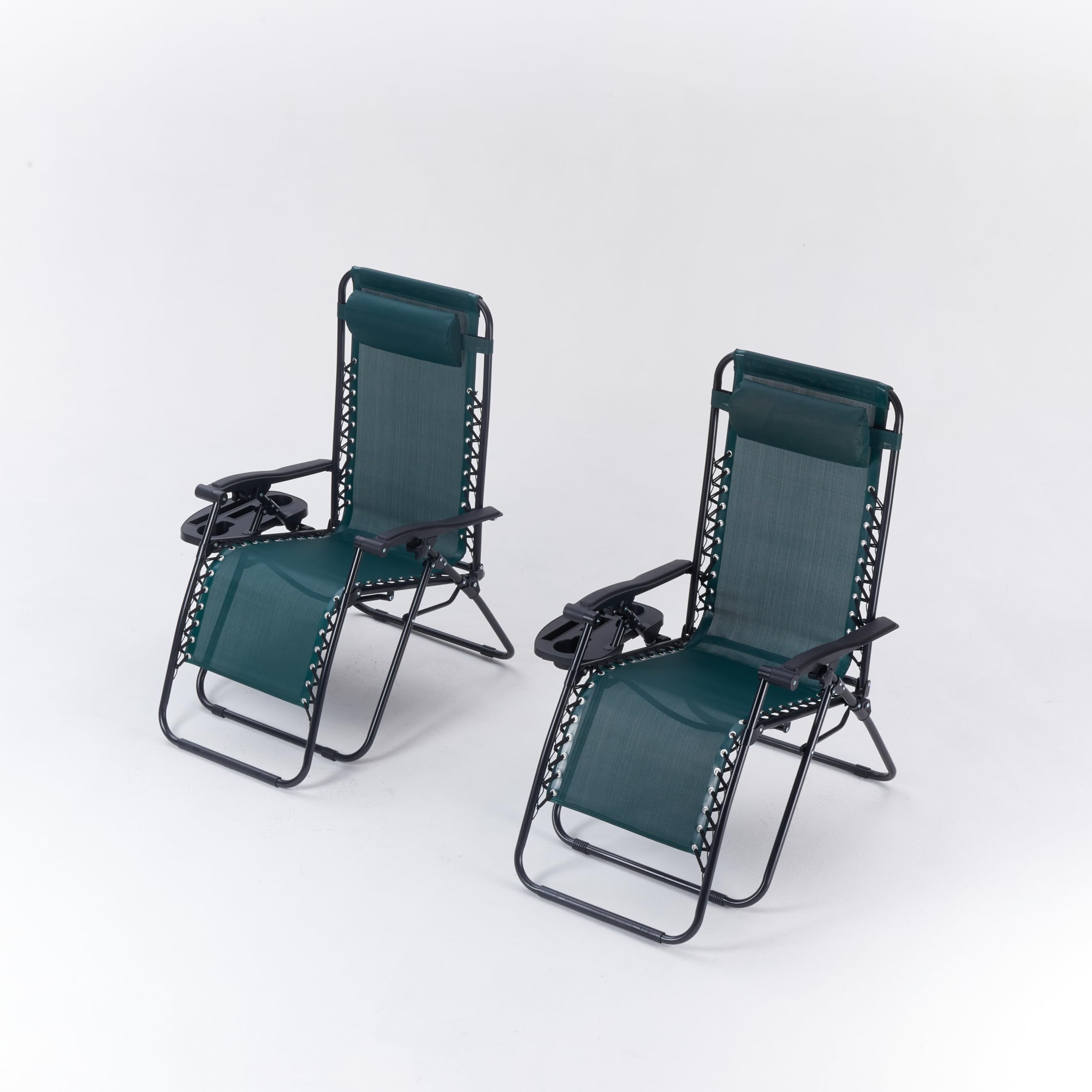 Divano Roma Furniture Set of 2 Outdoor Adjustable Zero Gravity Lounge Chair  with Headrest, Cup Holder, Side Tray, Folding Patio Recliner, Green :  Amazon.sg: Home