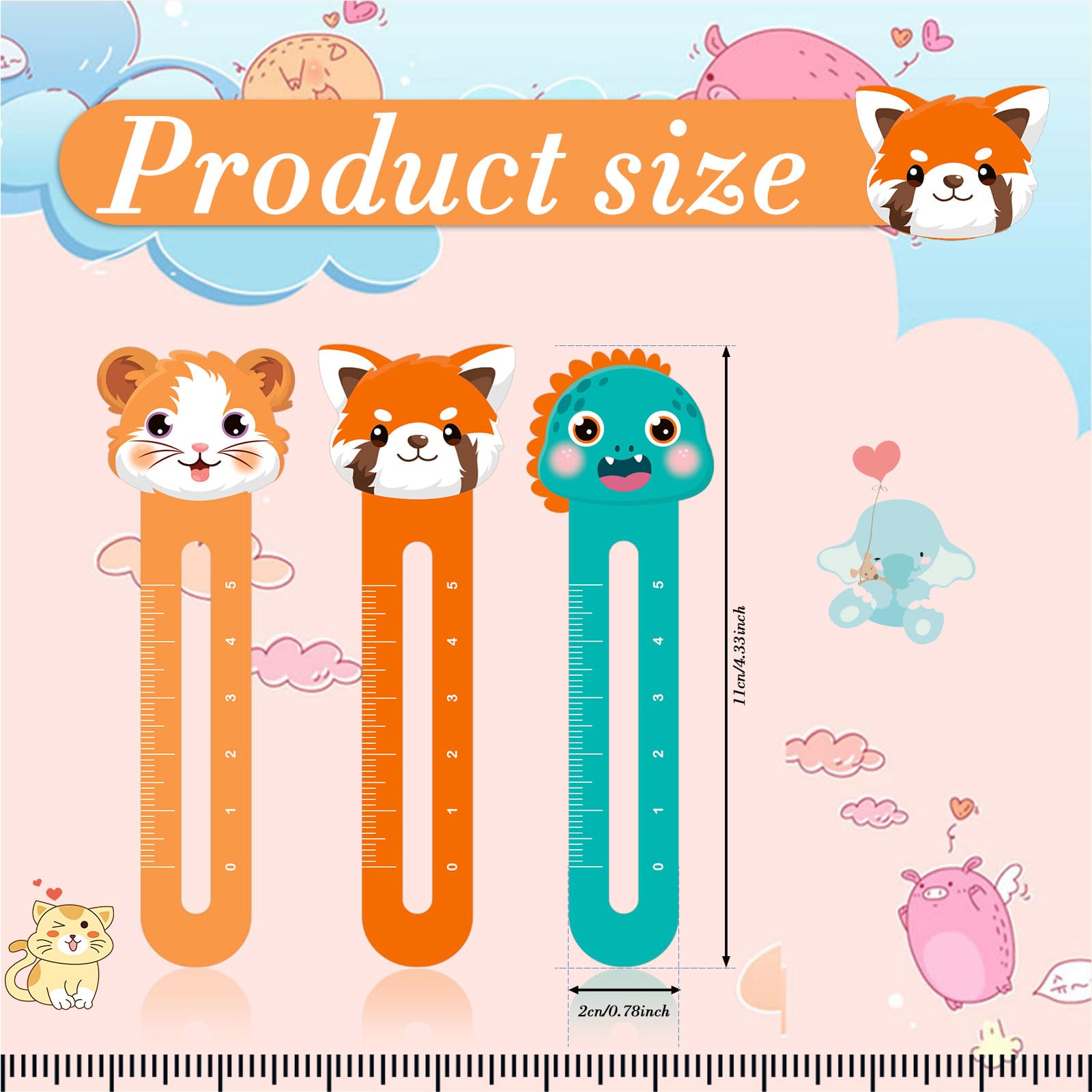 Marcapáginas Animales para Niños Lindos Clip Bookmark Regla 30 Piezas