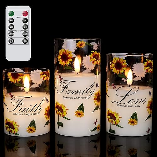 Miniatura 1 de Wondise Velas de cristal gris sin llama con control remoto y temporizador, velas de mecha 3D a pilas con luz de té para decoración del hogar de