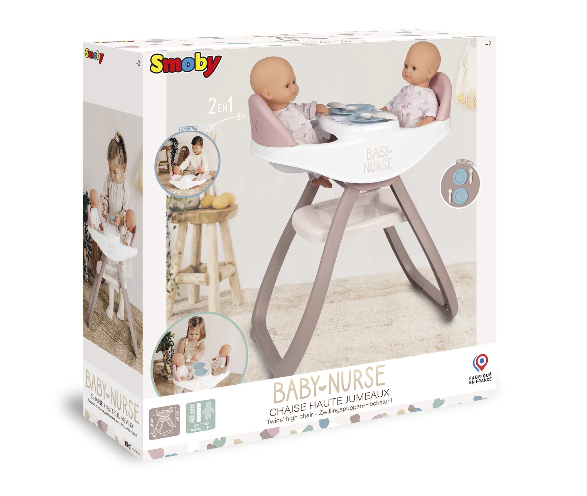 Smoby Baby Nurse-Seggiolone per Bambole gemellari, 220371