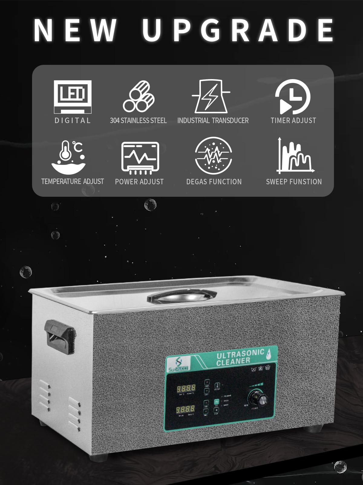 Limpiador ultrasónico de 20 l con potencia y barrido ajustable, limpiador ultrasónico de 480 W, temporizador y calentador digital, limpiador de piezas de alta resistencia para herramientas