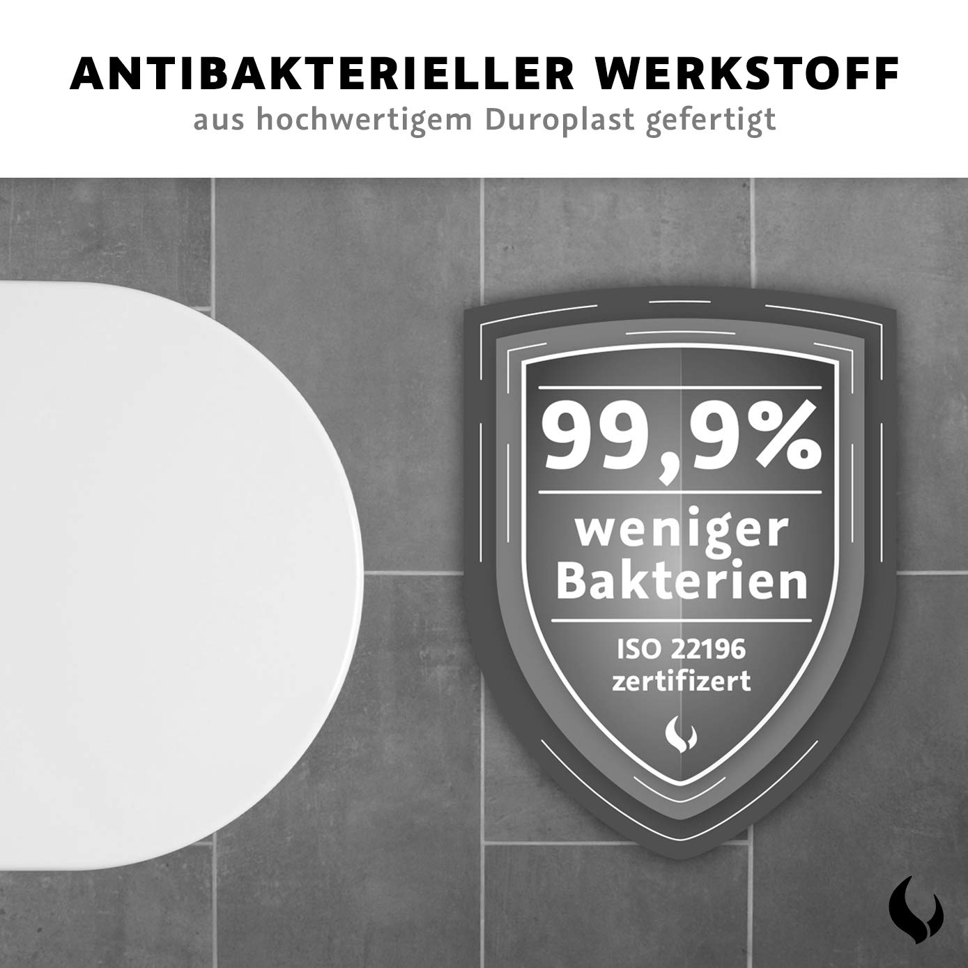 Bullseat WC Sitz passend für Duravit Starck 2, Starck 3 | Toilettendeckel mit Softclose Absenkautomatik | Abnehmbar mit Quick-Release | Antibakterieller Duroplast | Edelstahlbefestigung