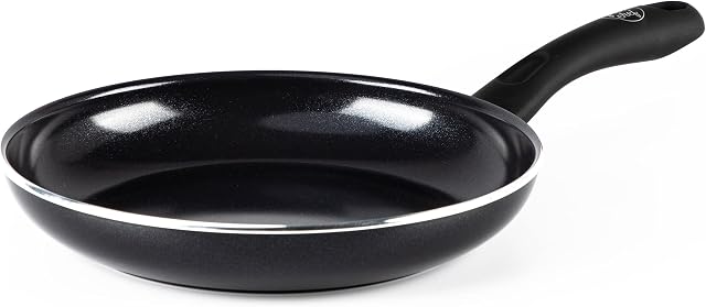 GreenChef CC002577-001 Frying Pan Induction Non Stick 24 cm, Healthy Ceramic, ToxinFree, Stay-Cool Handle, Oven Safe, Diamond Collection, Black, Aluminium