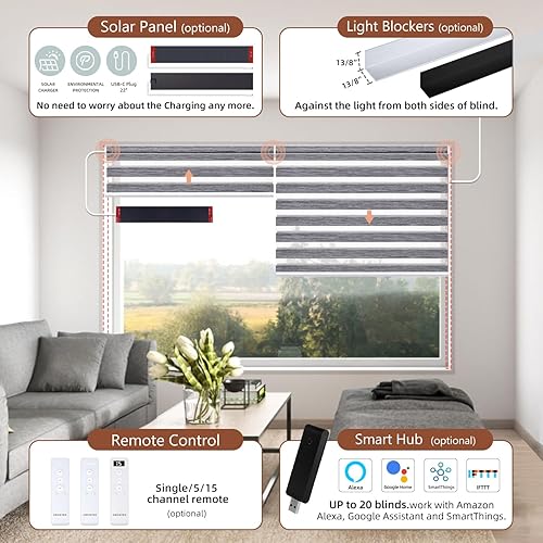 Miniatura 6 de Persianas motorizadas cebra con control remoto Canisteo - Persianas automáticas para ventanas de interior funcionan con HomeKit, Alexa, persianas