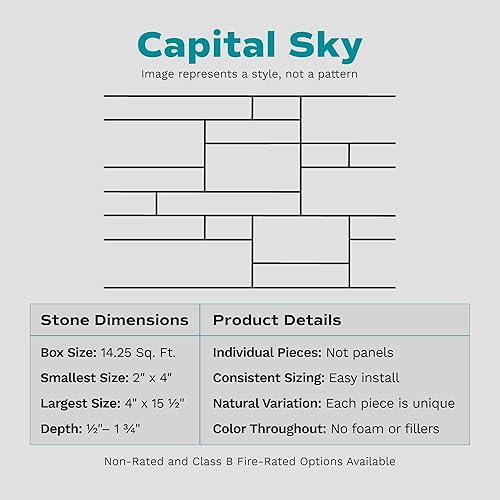 Miniatura 2 de Evolve Stone Capital Sky PS - Chapa de piedra plana con clasificación de fuego (14.25 pies cuadrados por caja)