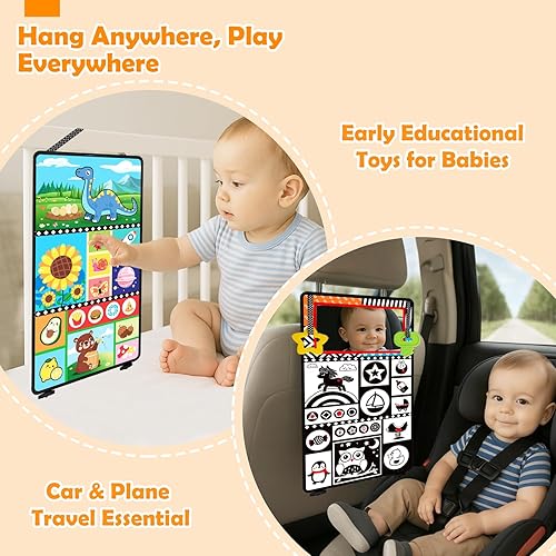 Miniatura 7 de Juguetes para bebés de 0 a 6 meses  Juguete para bebés de alto contraste en blanco y negro  Espejo de bebé con mordedor de libro de tela  Juguete