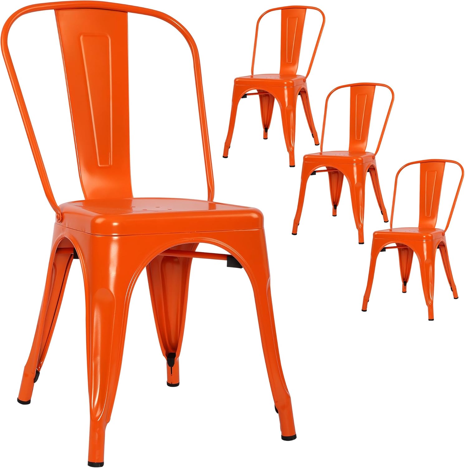 LSSBOUGHT Metal Dining Chairs Set of 4 Metal Chairs Indoor