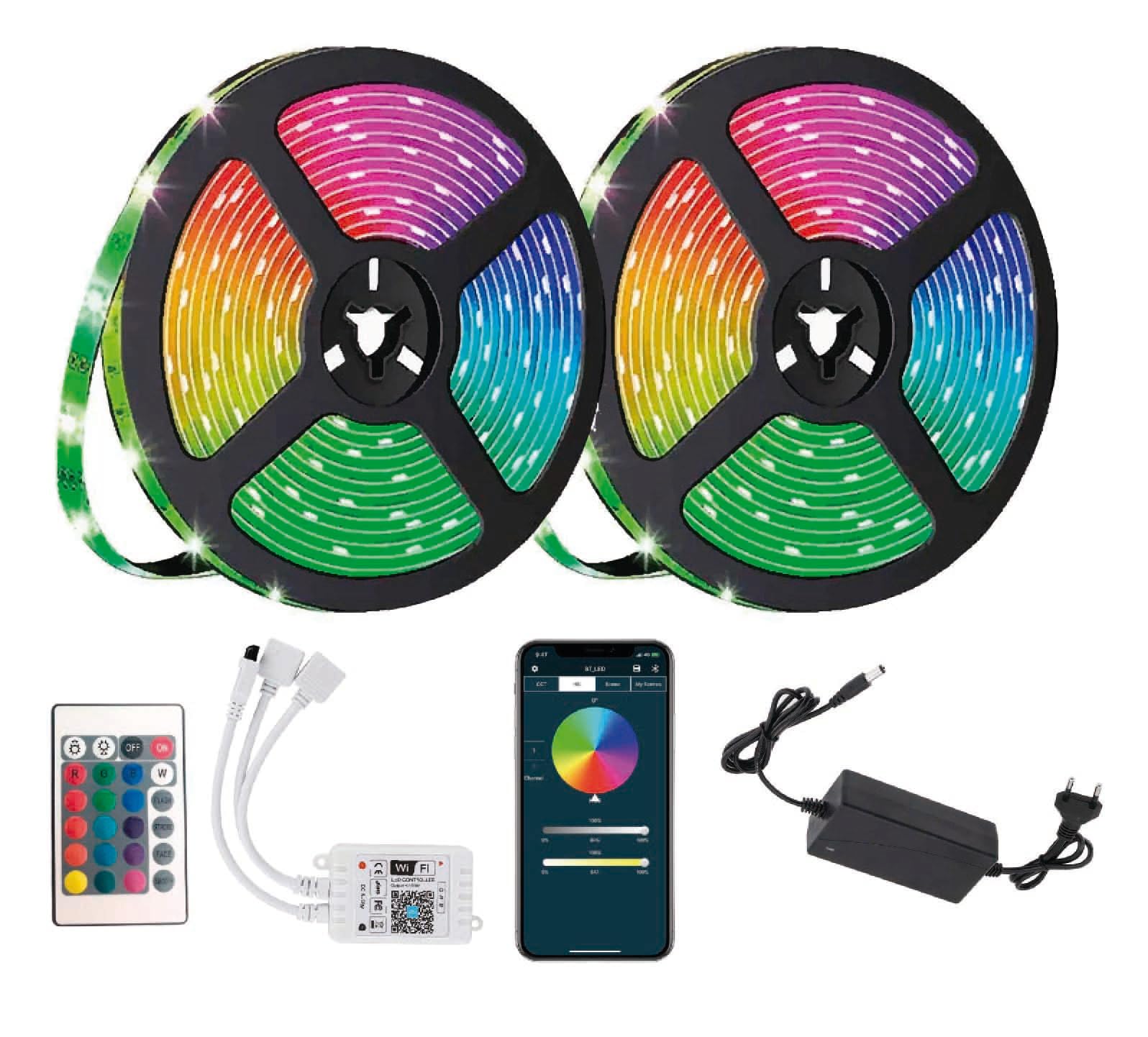 Fita de Led 10 metros Smart Wi-fi Rgb Inteligente compativel com Alexa Google + Fonte