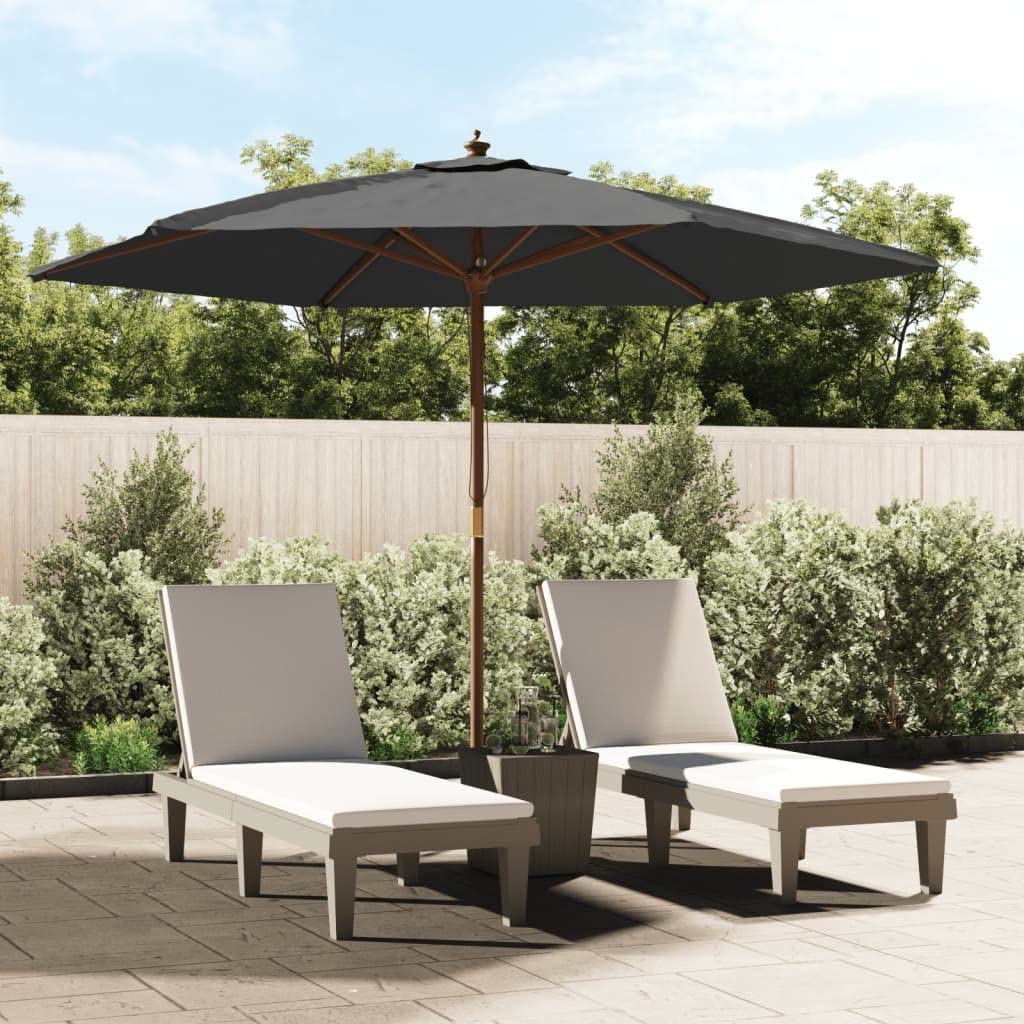 SYDE Ombrellone da giardino, 299 x 240 cm, palo in legno, grigio