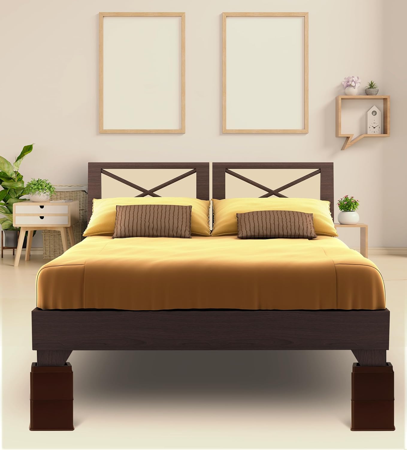 Utopia Bedding Bed Risers 3 Inch - Pack of 8 - Adjustable Furniture Risers 3 & 6 inch - Anti Slip Foam & Rubber Pad - Stackable Bed Lifts Risers Heavy Duty for Sofa, Bed, Table, Couch & Chair (Brown)