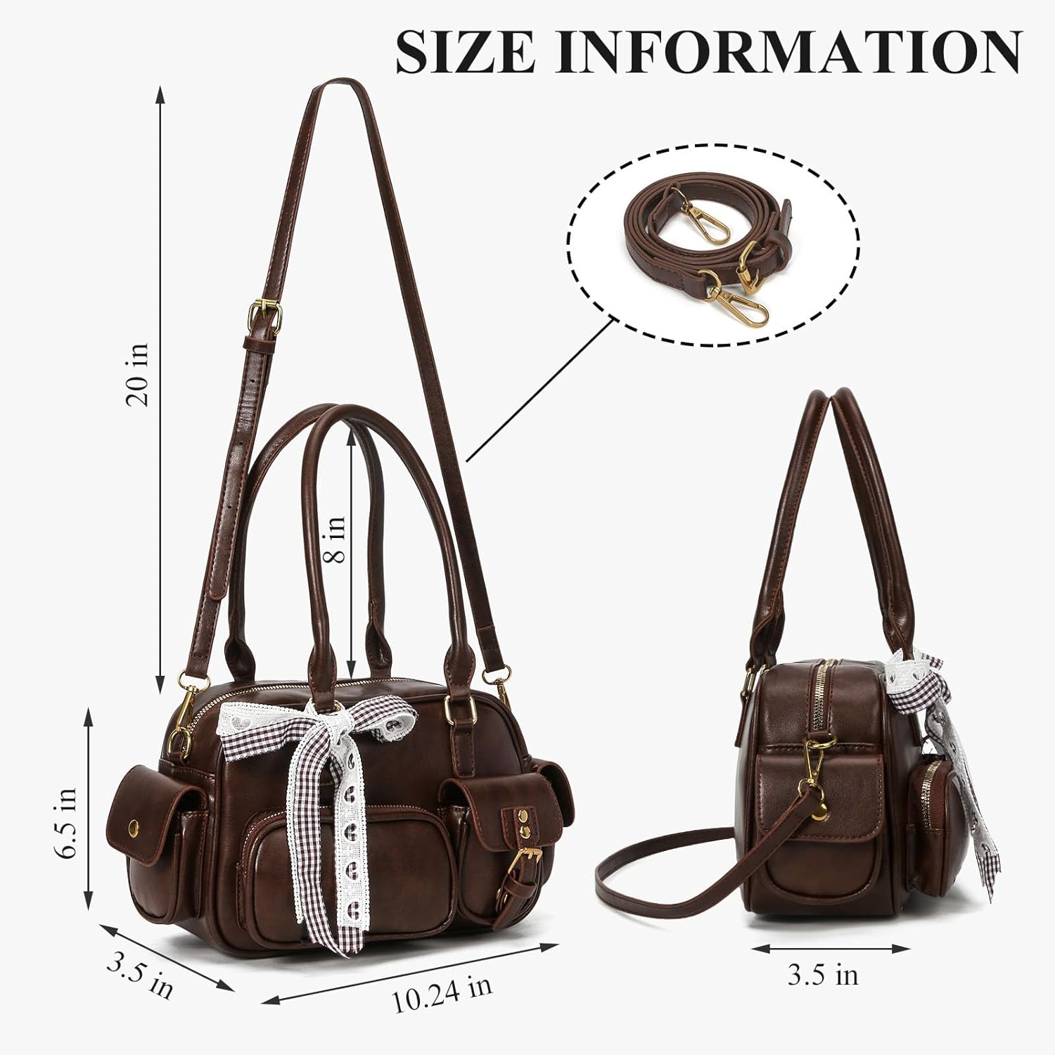 PU Leather Y2K Shoulder Hobo Bag Top Handle Satchel Bag Multiple Pockets Underarm Purse Crossbody Bag for Women - Image 6